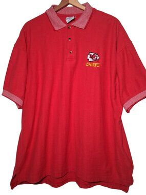Vintage 1990s Kansas City Chiefs Polo Shirt XL Red Retro Sport NFL Football Team